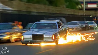 Lowriders Scraping Sparks at Sunset in Los Angeles