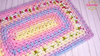 EASY Crochet Stitch - Moss Stitch Rectangle (baby blankets, mats, rugs & MORE!) One Round Repeat!