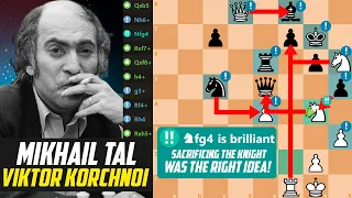 Mikhail Tal Sacrifice the Knight for win a Queen in a game against Viktor Korchnoi - Reykjavik 1987