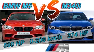 NEW BMW M340i G20 vs M5 F10 | 374 HP vs 560 HP | 0-100 + 0-200 km/h