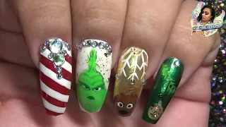 THE GRINCH Nail Art - El Arte En Tu Manos | #HandpaintedNails | #MAENAILDESIGNS