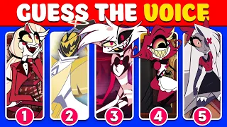 Guess Hazbin Hotel Characters By Voice! 🎤🔊 | Adam, Alastor, Charlie, Angel Dust, Moxxie, Husk 🏩