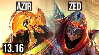 AZIR vs ZED (MID) | 5.4M mastery, 1300+ games, 19/3/7, Legendary | EUW Challenger | 13.16