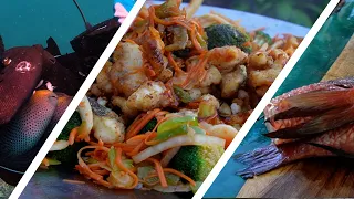 Mouth-Watering Triggerfish (Hagi) Stir Fry with Fresh Fried Goat Fish - Catch and Cook Spearfishing