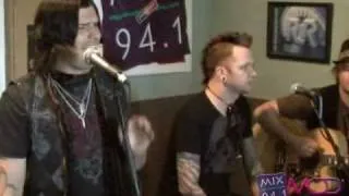 Hinder singing "Without You" in the Mix 94.1 Studio with Jeff G.