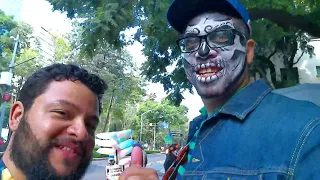 Catrina face painting in Mexico City for Dia de los Muertos