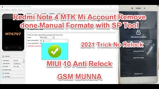 Redmi Note 4 MTK (nikel) Mi Account Remove done with SP flash tool Free Download