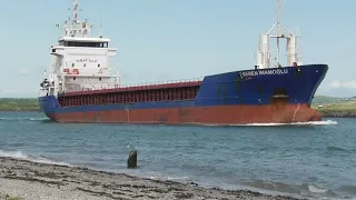 General cargo ship BEREN IMAMOGLU 90 x 14m leaving Mornington 25 May 2024.