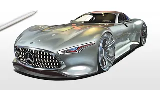 Realistic Car Drawing - MERCEDES-BENZ AMG VISION GRAN TURISMO | drawingpat