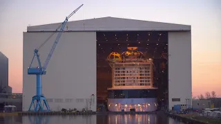 Seeing a GIANT CRUISE SHIP for the VERY FIRST TIME | Meyer Werft building hall door opening | 4K