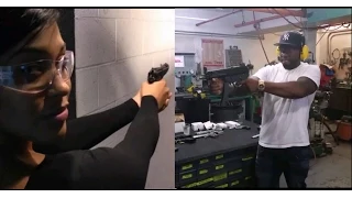 Hiphop millionaire 50 cent and girlfriend shooting guns