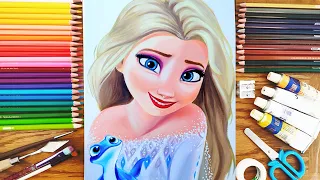 How To Drawing Queen Elsa & Bruni | Drawing Queen Elsa & Bruni from Frozen 2.