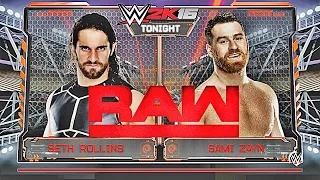 Raw August 22 2016 Seth Rollins Vs Sami Zayn WWE 2k16 Full Match Spoilers 720p