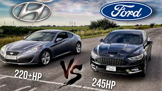 Ford Fusion 2.0t awd VS Hyundai Genesis 2.0t rwd | ЗАРУБА до последнего!