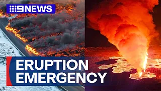 Iceland volcano ruptures for a third time | 9 News Australia