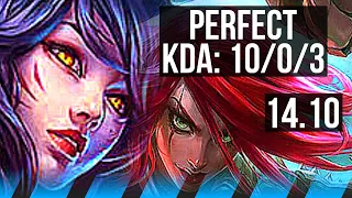 AHRI vs KATARINA (MID) | 10/0/3, Quadra, Legendary, 600+ games | BR Diamond | 14.10