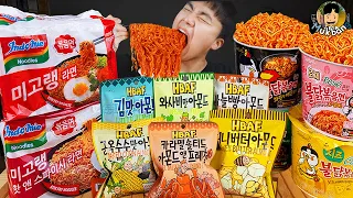 ASMR MUKBANG FIRE Noodle & MI GORENG & CHEESE PIZZA & Tteokbokki EATING SOUND ! (BULDAK)