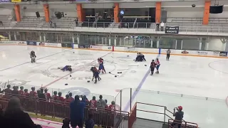 LINE BRAWL! Jr. Hat Tricks start game with melee against Maine Nordiques (NAHL)