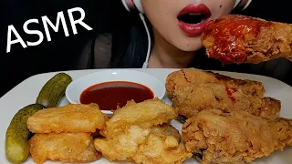 ASMR CRUNCHY FRIED CHICKEN WITH CARBONARA HOT CHICKEN SAUCE MUKBANG | NO TALKING | EATING SOUND