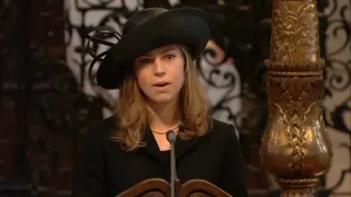 Amanda Thatcher reading at Margaret Thatcher's funeral ceremony