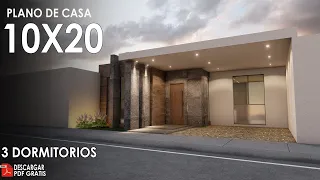 Plano de casa de 10x20 metros de un piso