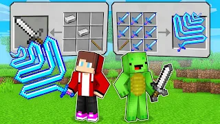 JJ and Mikey Poor Sword vs Cursed Sword Battle - Maizen Parody Video in Minecraft