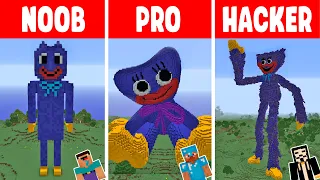 Minecraft HUGGY WUGGY POPPY PLAYTIME STATUE HOUSE BUILD CHALLENGE - NOOB vs PRO vs HACKER