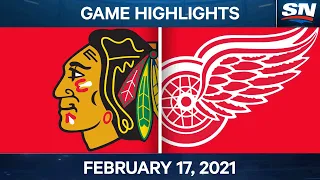 NHL Game Highlights | Blackhawks vs. Red Wings - Feb. 17, 2021