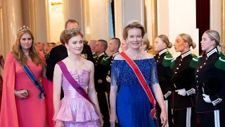 Queen Mathilde & Crown Princess Elisabeth Of Belgium Attends Princess Ingrid Gala Dinner in Norway