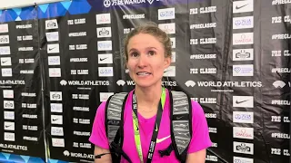 Val Constien after 9:14 steeple pb at 2024 Pre Classic