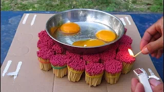 EXPERIMENT 10000 Matches VS Eggs |  Fried eggs with match