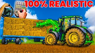 Loading Bales FULL REALISTIC With Steering Wheel View | Farming Simulator 19