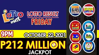 Lotto Result Today 9pm Draw October 22 2021 Swertres Ez2 Stl Pcso