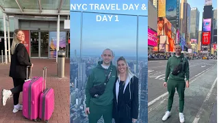 NYC TRAVEL DAY & DAY 1 | plaza premium lounge, Times Square, The Edge