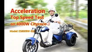 4000W 3 Wheels Electric Scooter Citycoco Top Speed Test