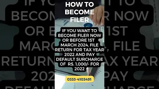 HOW TO BECOME FILER - INCOME TAX RETURN FILING