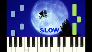 SLOW piano tutorial "E.T. the Extra Terrestrial Theme" John Williams, 1982, with free sheet music