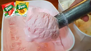 FAÇA 4 LITROS DE SORVETE COM APENAS UM PACOTE DE SUCO TANG😱😍😋// FÁCIL E DELICIOSO.