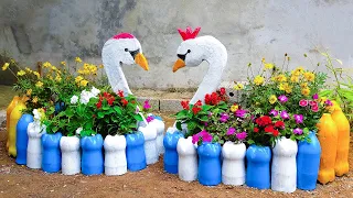 Diy Swan Flower Pots from Plastic Bottles And Concrete For Garden | Cement Pots for Plants