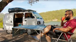 Alone Camping by the Lake with Tiny Camper Van | Tentvan #1