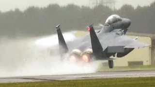 USAF Jets Wet Runway Action at RAF Lakenheath ( 16/05/24 )