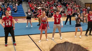 Riverside High School Varsity cheerleaders and football  players 2019