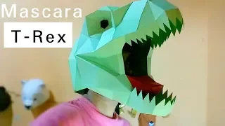 Cómo hacer una mascara de tiranosaurio rex(Dinosaurio) fácil y muy rápido-Mascaras Papercraft