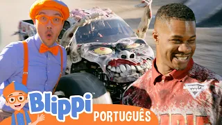 Blippi Dirige Monster Trucks no Monster Jam | Blippi Portuguese | Learn New Languages With Blippi