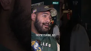 Eagles LT Jordan Mailata is asked about Micah Parsons' comments on Jalen Hurts and the NFL MVP race