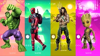 Hulk 🆚 DeadPool 🆚 Aquaman 🆚 Baby Groot | Marvel Heroes | Tiles Hop Fun Ball