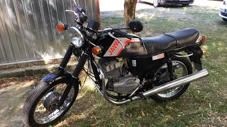 Jawa TS 350 1990r oryginał. Prezentacja oraz praca silnika.