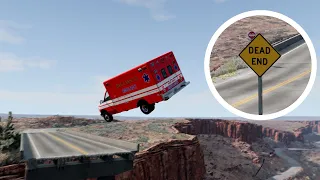 EXTREME PUBLIC VEHICLE HIGH JUMP : Above Carrier Car On A Dead End Road - BeamNG Drive