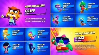 BUZZ + GRIFF + ALL NEW SKINS UNLOCK ANIMATION!! Brawl Stars