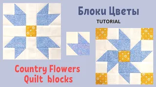 Блоки Цветы из блоков Стрелка / Пэчворк для начинающих / Country Flowers Quilt blocks Tutorial